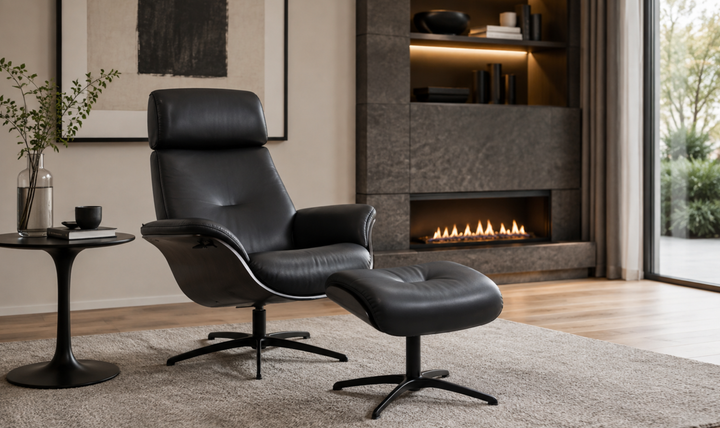 Fjords Falcon Swivel Manual Recliner Chair with Footstool