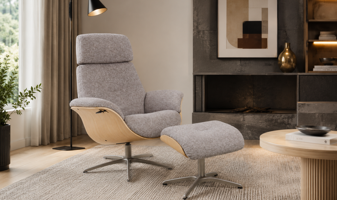 Fjords Falcon Swivel Manual Recliner Chair with Footstool