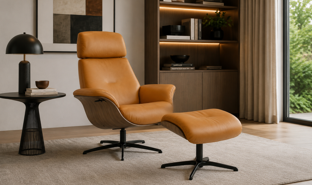 Fjords Falcon Swivel Manual Recliner Chair with Footstool