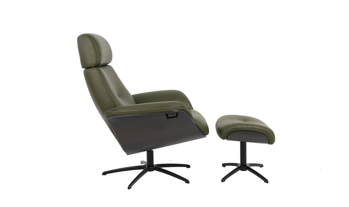 Fjords Falcon Swivel Manual Recliner Chair with Footstool