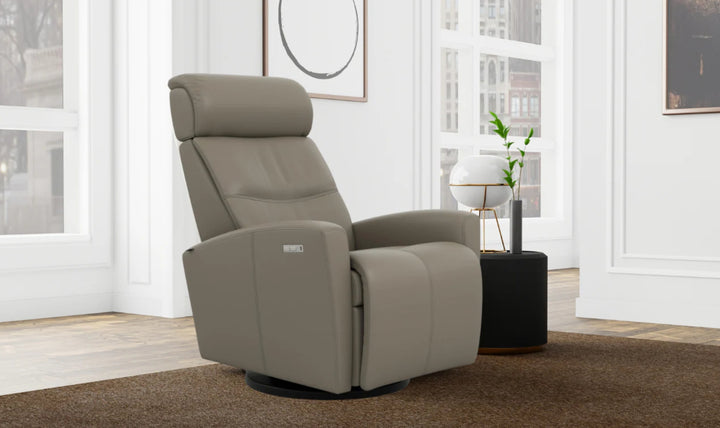 Fjords Milan Leather Swivel Glider Power Recliner Chair in Two Sizes-Jennifer Furniture