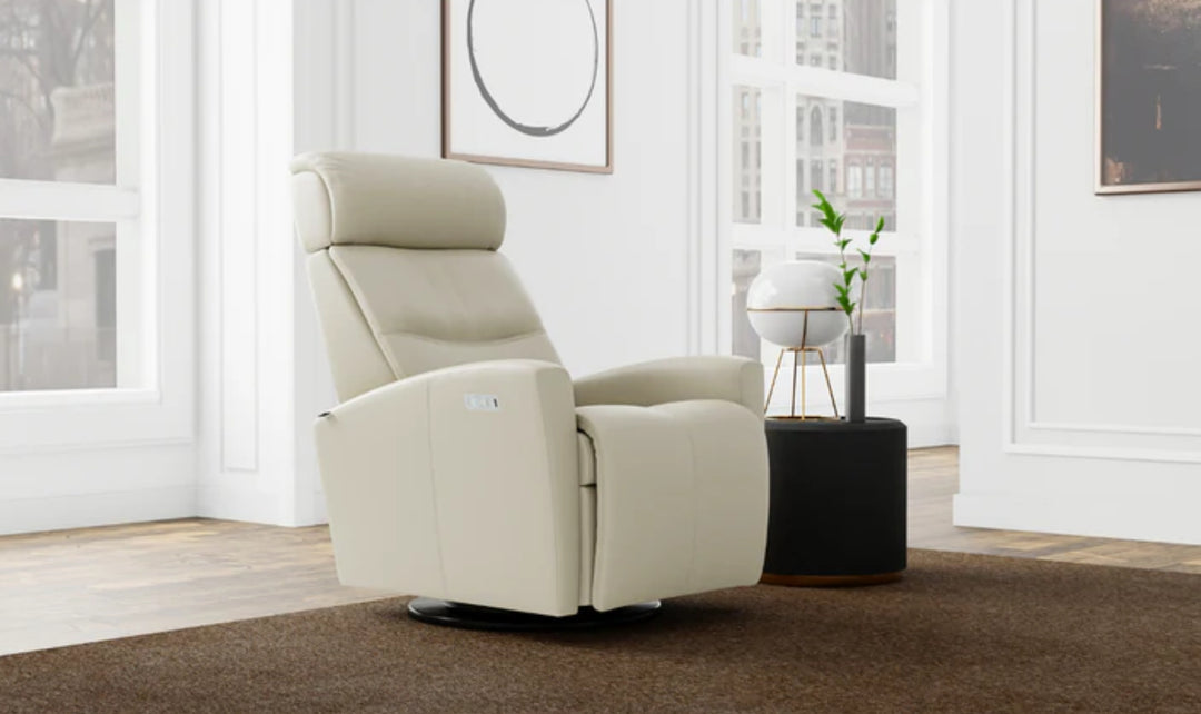 Fjords Milan Leather Swivel Glider Power Recliner Chair in Two Sizes-Jennifer Furniture