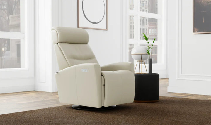 Fjords Milan Leather Swivel Glider Power Recliner Chair in Two Sizes-Jennifer Furniture