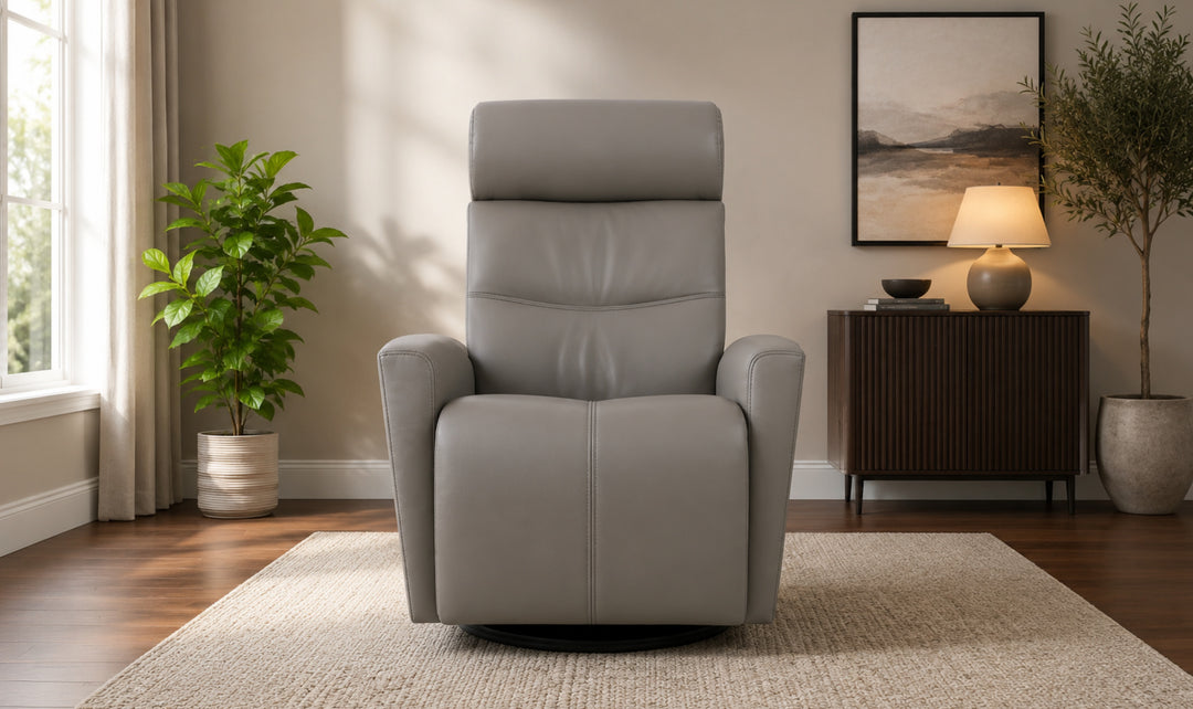 Fjords Milan Leather Swivel Glider Power Recliner Chair in Two Sizes-Jennifer Furniture