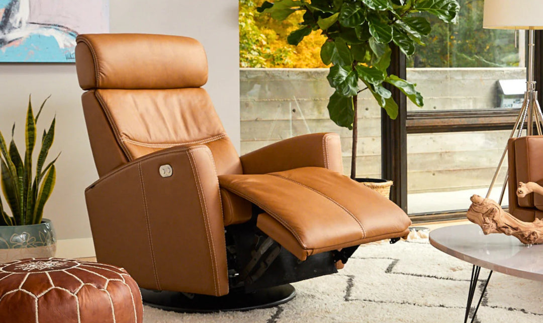 Fjords Milan Leather Swivel Glider Power Recliner Chair in Two Sizes-Jennifer Furniture