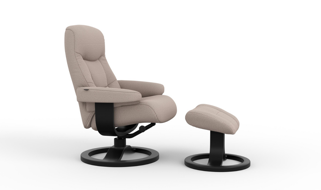 Fjords Muldal R Leather Manual Swivel Recliner Chair with Footstool in Two Sizes-Jennifer Furniture