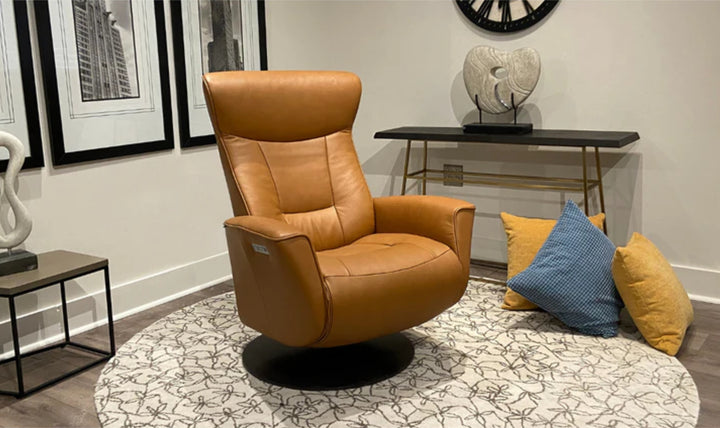 Fjords Oskar Leather Swivel Glider Power Recliner Chair-Jennifer Furniture
