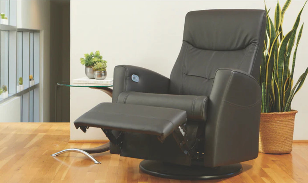 Fjords Oslo Power/Manual Leather Swivel Recliner Chair-Jennifer Furniture