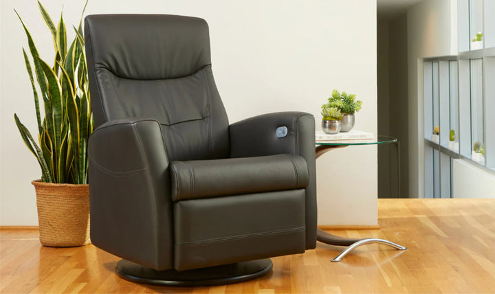 Fjords Oslo Power/Manual Leather Swivel Recliner Chair-Jennifer Furniture