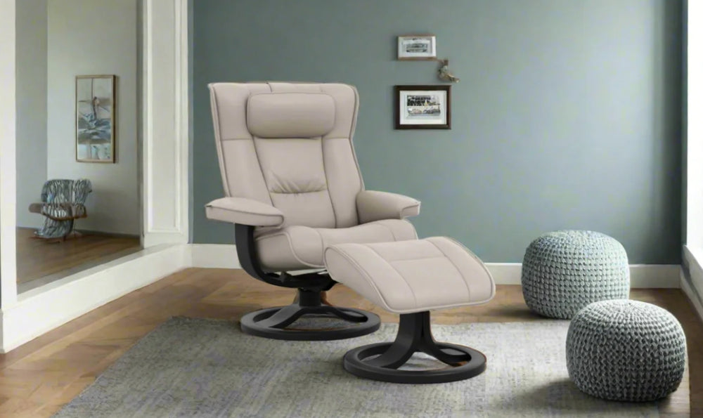 Fjords Regent R Leather Swivel Manual Recliner Chair with Footstool-Jennifer Furniture