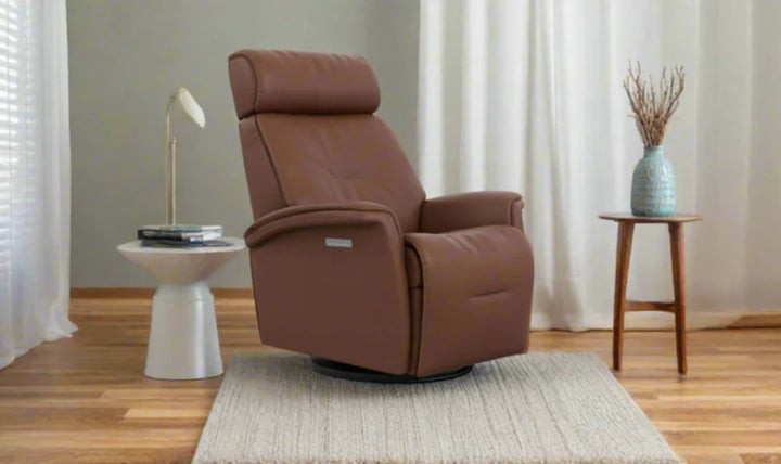 Fjords Rome Swivel Glider Leather Motorized Power Recliner Chair in Two Sizes-Jennifer Furniture