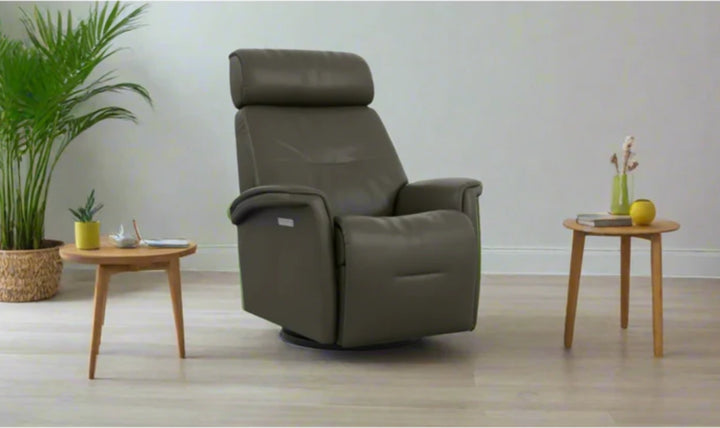 Fjords Rome Swivel Glider Leather Motorized Power Recliner Chair in Two Sizes-Jennifer Furniture