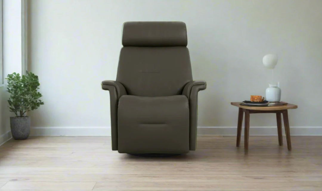 Fjords Rome Swivel Glider Leather Motorized Power Recliner Chair in Two Sizes-Jennifer Furniture