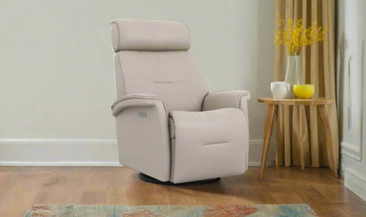 Fjords Rome Swivel Glider Leather Motorized Power Recliner Chair in Two Sizes-Jennifer Furniture