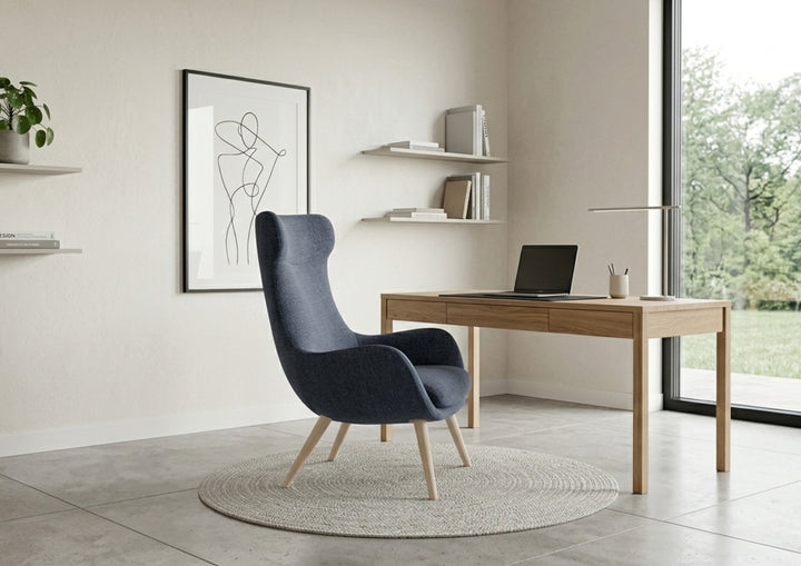 Fjords Skagen High Back Velvet Chair With Ottoman-jennifer furniture