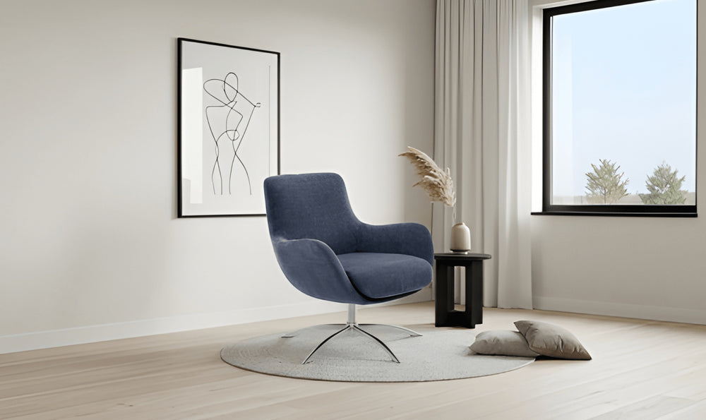 Fjords Skagen Low Back Velvet Chair With Ottoman-Jennifer Furniture