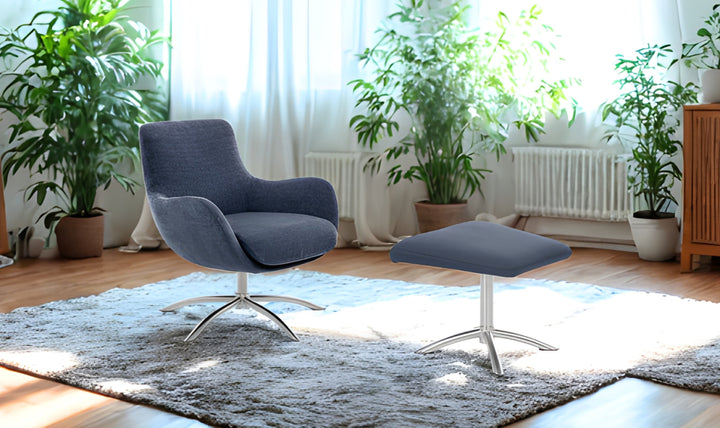 Fjords Skagen Low Back Velvet Chair With Ottoman-Jennifer Furniture