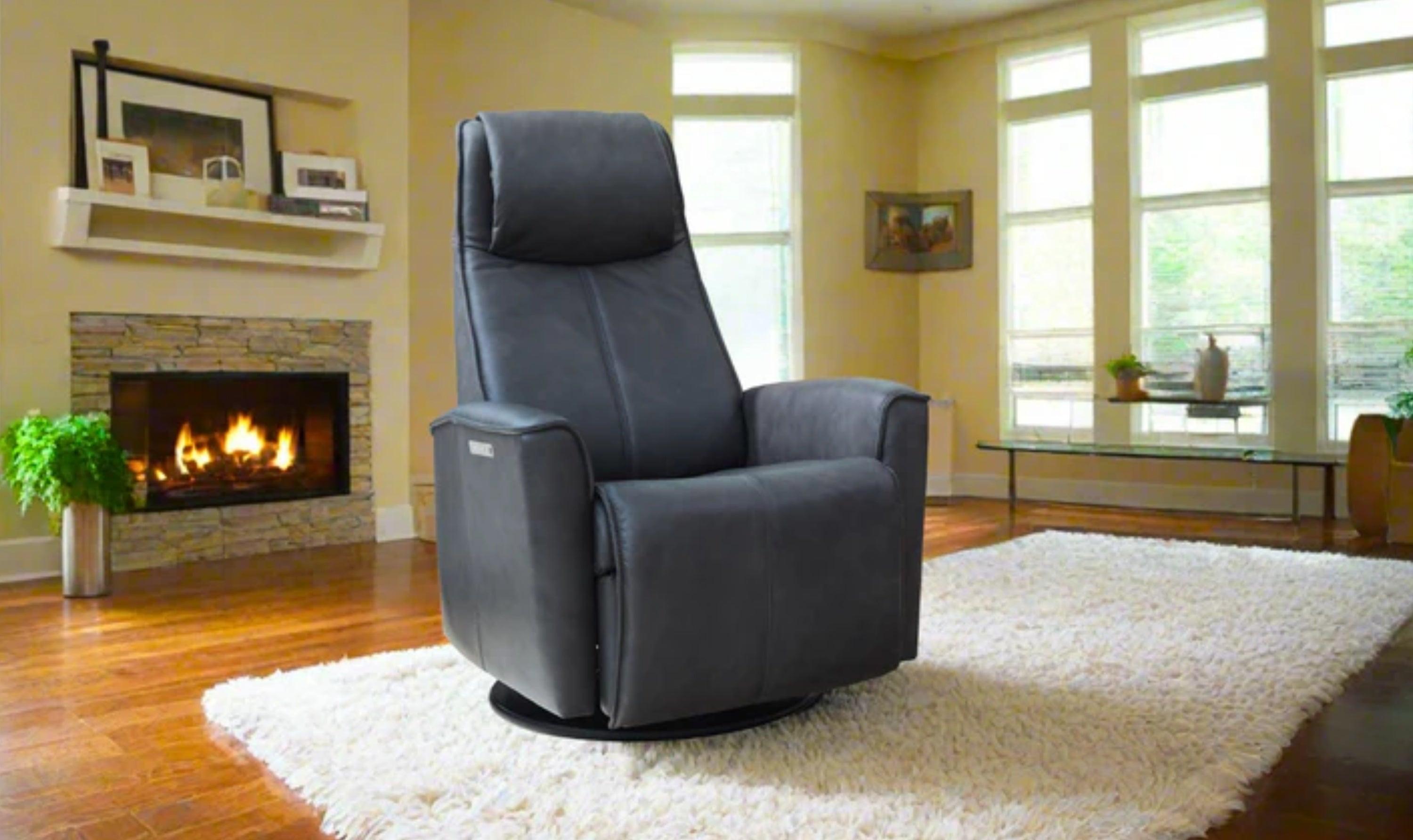 Fjords Urban Leather Swivel Glider Power Recliner Chair – Jennifer