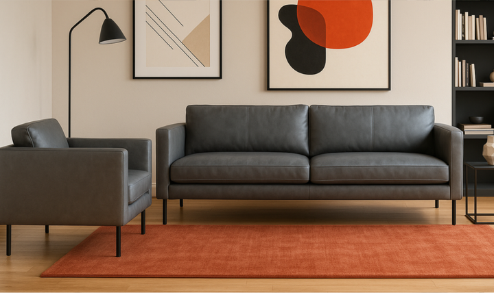 Fjords Villa Leather Upholstered 2-pieces Living Room Set (Sofa + Chair)