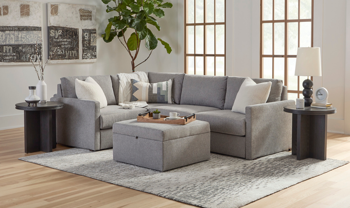 Flex 4-seat Sectional With Narrow Arm And Storage Ottoman By Homestyles