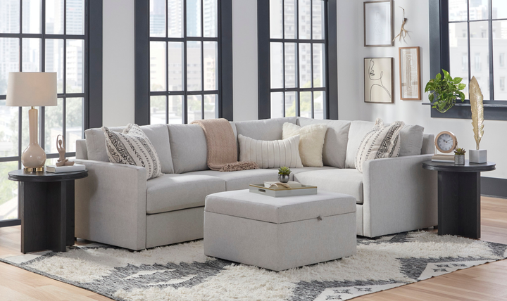 Flex 4-seat Sectional With Narrow Arm And Storage Ottoman By Homestyles