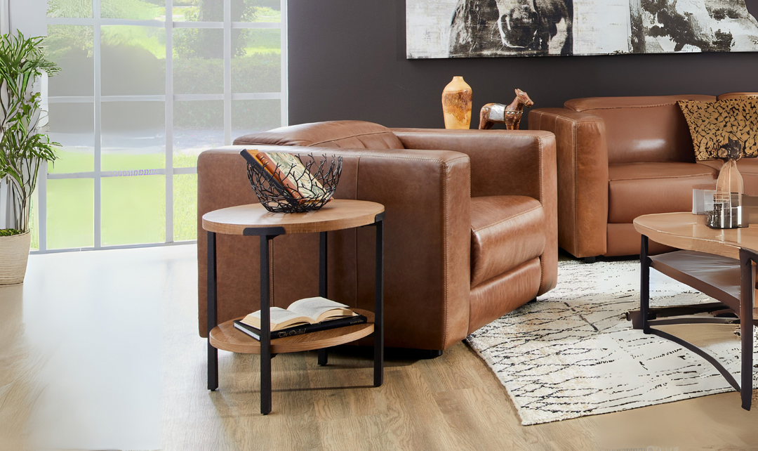 Flexsteel Austin Chestnut Leather Power Recliner Chair With Power Headrest-jennifer furniture