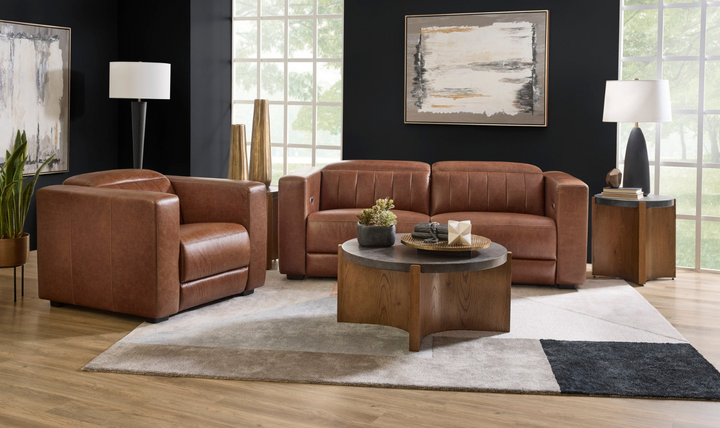 Flexsteel Austin Chestnut Leather Power Recliner Chair With Power Headrest-jennifer furniture