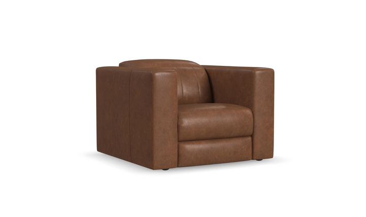 Flexsteel Austin Chestnut Leather Power Recliner Chair With Power Headrests
