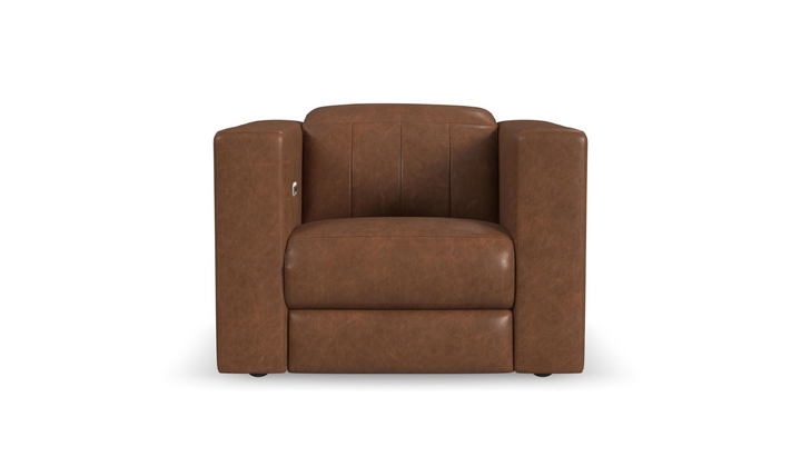Flexsteel Austin Chestnut Leather Power Recliner Chair With Power Headrests