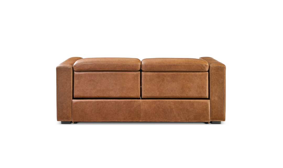 Flexsteel Austin Chestnut Leather Power Recliner Sofa With Power Headrests