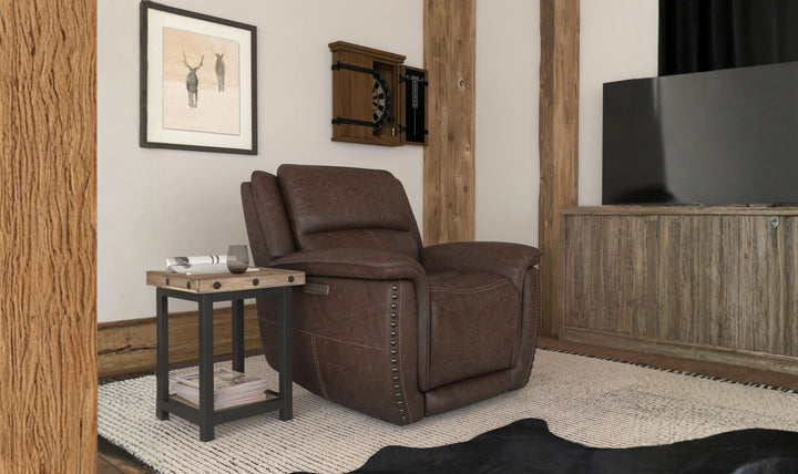 Flexsteel Beau Traditional Fabric Power Recliner with Power Headrest