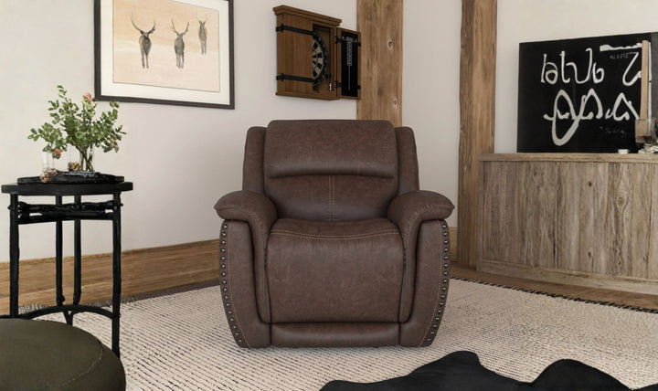 Flexsteel Beau Traditional Fabric Power Recliner with Power Headrest