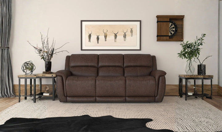 Flexsteel Beau Traditional Fabric Power Reclining Sofa with Power Headrests