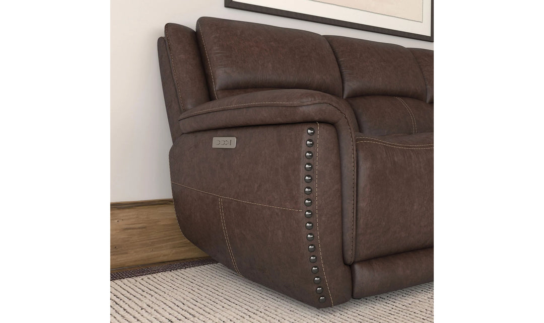 Flexsteel Beau Traditional Fabric Power Reclining Sofa with Power Headrests