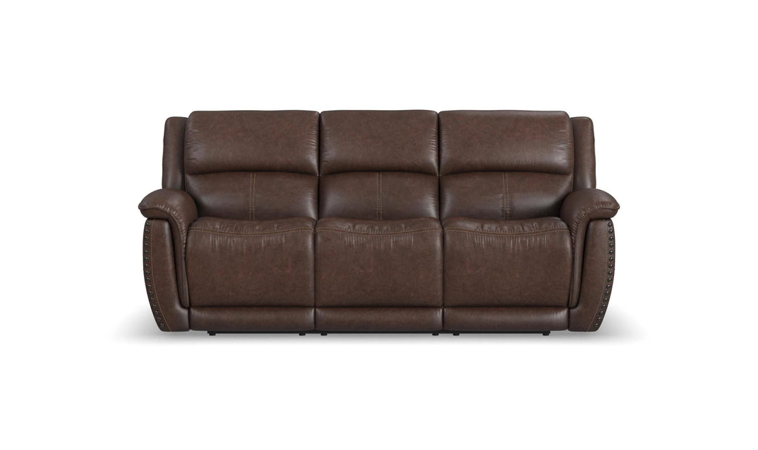 Flexsteel Beau Traditional Fabric Power Reclining Sofa with Power Headrests