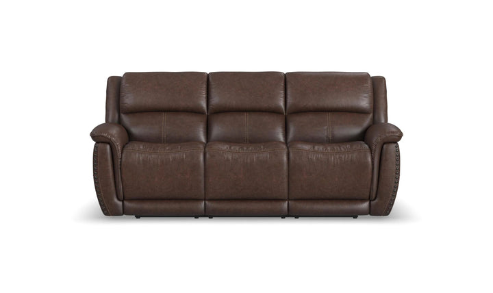 Flexsteel Beau Traditional Fabric Power Reclining Sofa with Power Headrests
