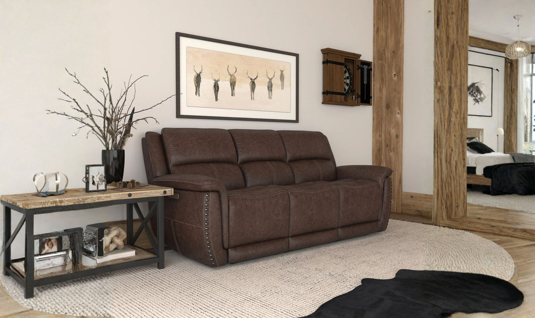 Flexsteel Beau Traditional Fabric Power Reclining Sofa with Power Headrests