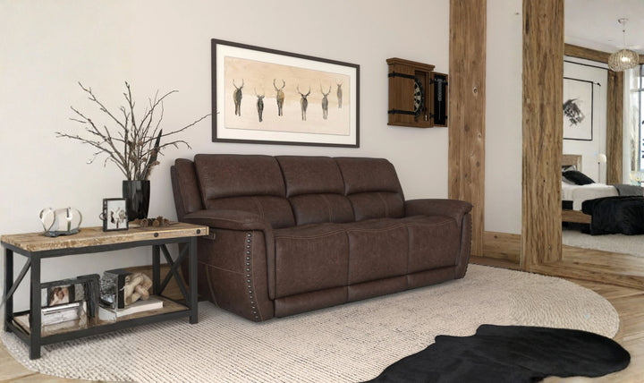 Flexsteel Beau Traditional Fabric Power Reclining Sofa with Power Headrests
