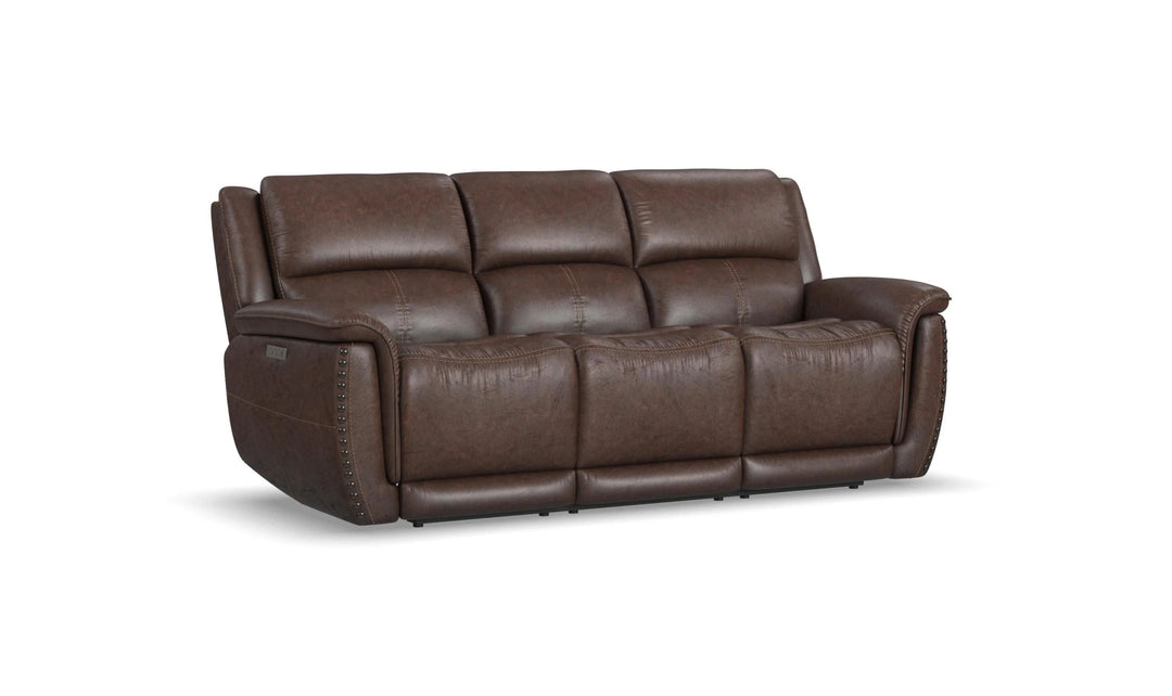 Flexsteel Beau Traditional Fabric Power Reclining Sofa with Power Headrests