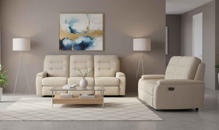 Flexsteel Kerrie Power Reclining Living Room Set With USB-A Charging Port in Beige-jennifer furniture