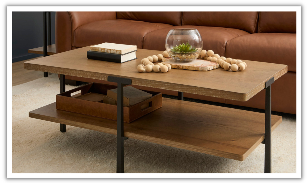 Flexsteel Millwork Brown Rectangular Coffee Table With Rustic Finish-jennifer furniture