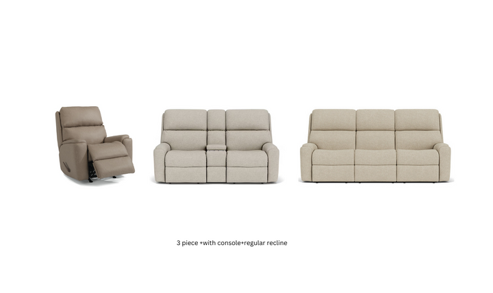 Flexsteel Rio Power Reclining Living Room Set With Power Headrests In Brown