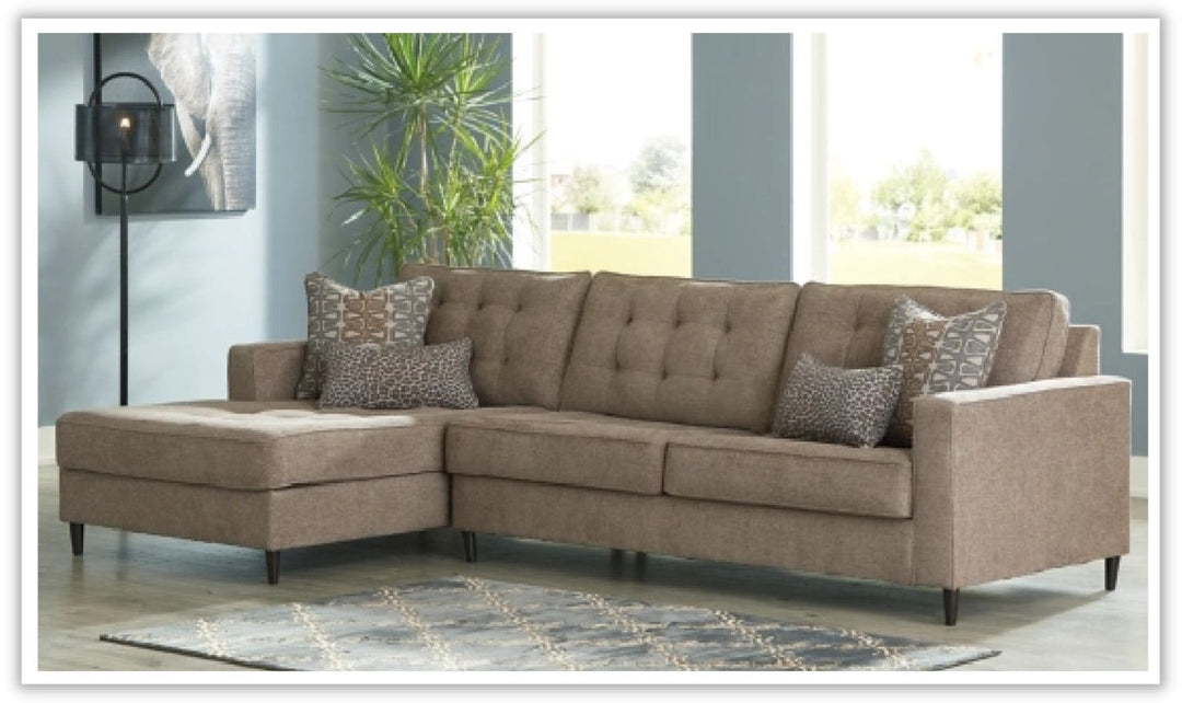 Flintshire Fabric Sectional Sofa With Chaise In Auburn