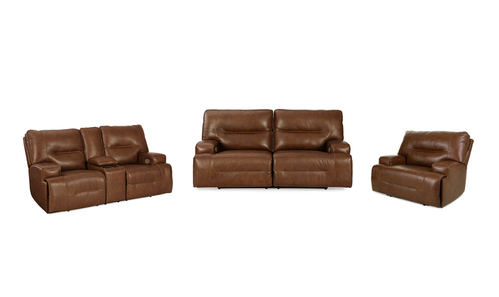 Modern Heritage Francesca Auburn Leather Power Recliner Living Room Set
