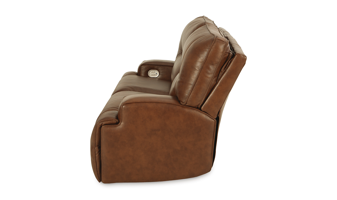 Francesca Leather Power Reclining Sofa in Brown with USB