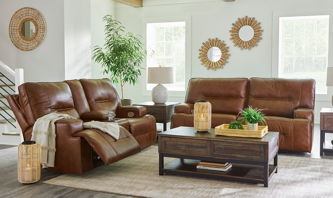 Francesca Leather Power Reclining Sofa in Brown with USB