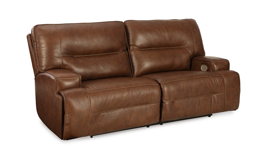 Francesca Leather Power Reclining Sofa in Brown with USB