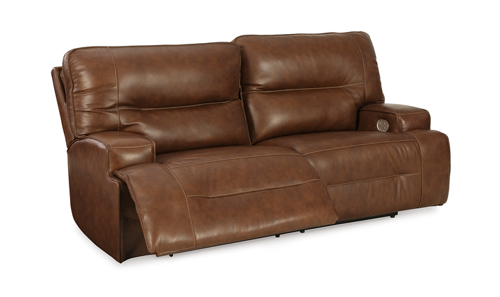 Francesca Leather Power Reclining Sofa in Brown with USB