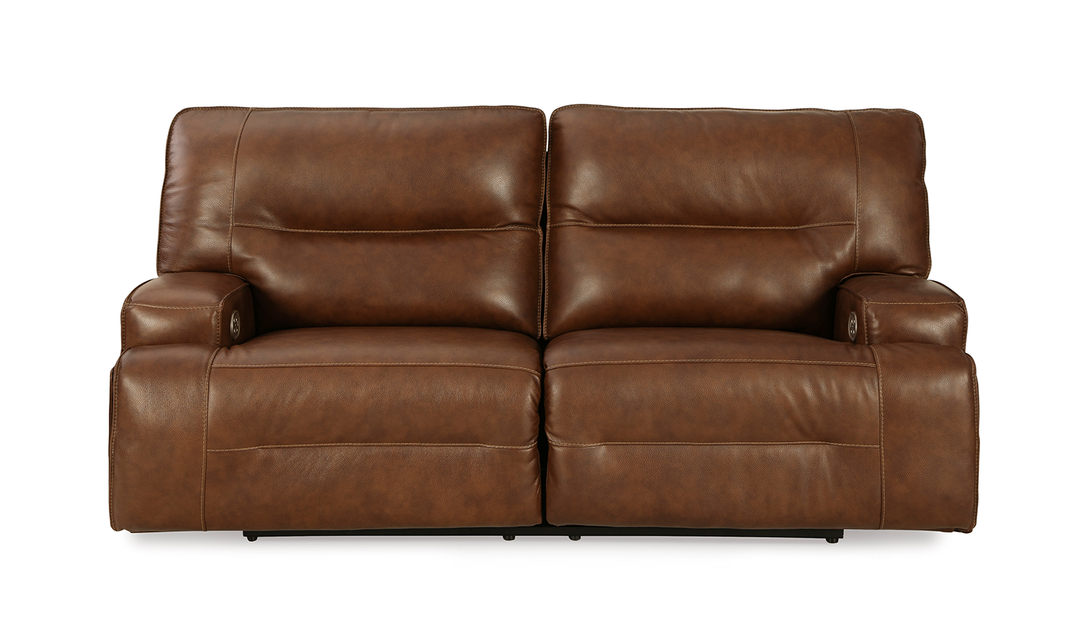 Francesca Leather Power Reclining Sofa in Brown with USB