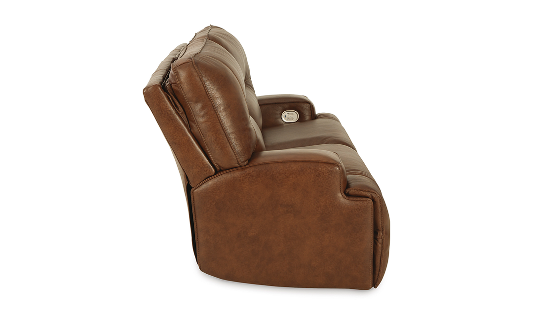 Francesca Leather Power Reclining Sofa in Brown with USB